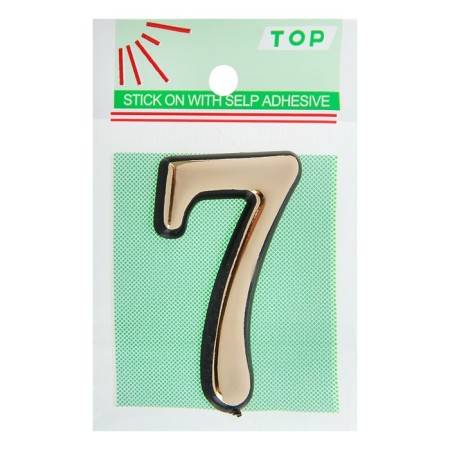 Door number "7", plastic, gold color-1