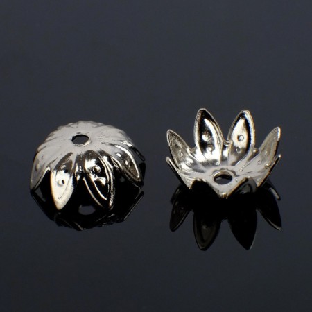 Hats for beads (set 50 pcs.) SM-012, 5 × 10 mm, silver color
