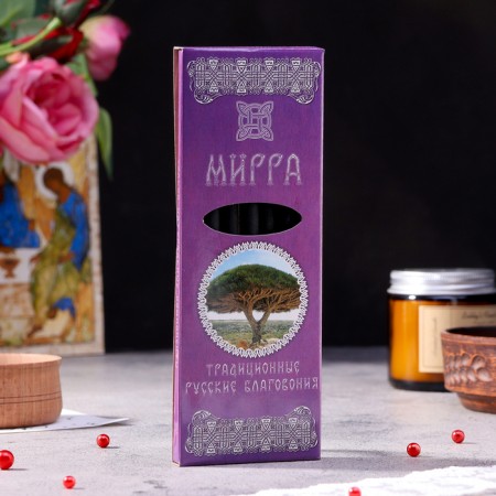 A set of traditional Russian incense "Mirra", 7pcs + stand-3