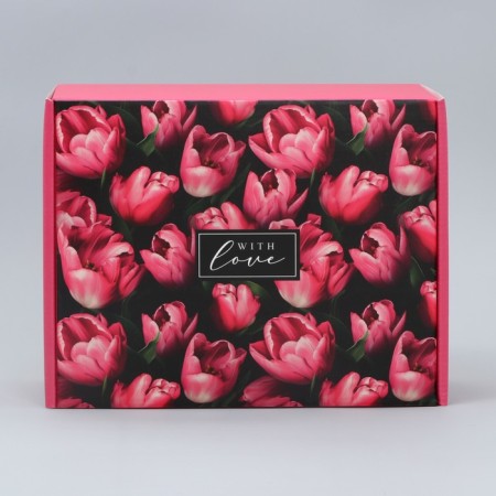 Gift folding box, packaging, “tulips”, 27 x 21 x 9 cm-3