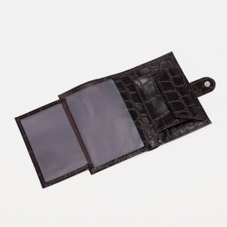 Purse 2 in 1 for auto documents, for cards, for coins, brown color-5