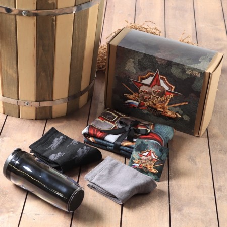 Set of Gift "Tank" blanket, socks, glass-1