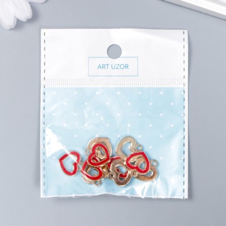 Decor for creativity metal, enamel "Heart Kant" red 1.5x1.4 cm-3