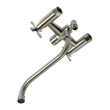 Bath mixer Zein Z3733, two-welfare, S-shaped lungs 27 cm, watering can, hose, satin-5