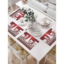 A set of napkins for setting the Christmas City table, rectangular, size 32x46 cm, 4 pcs