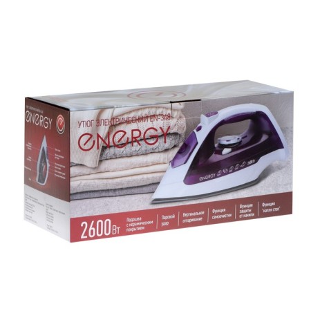 Iron Energy EN-348, 2600 W, ceramic soles, 350 ml, white-violet-8