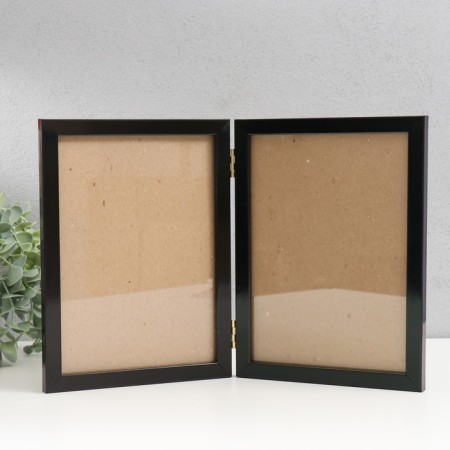 Photo frame plastic 15x21 cm, double vertical, black