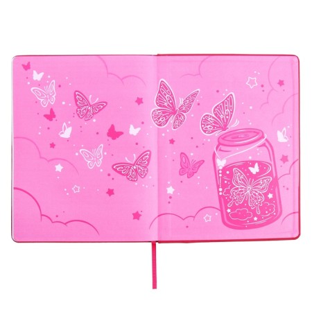 Universal Grade 1-11 Diary, 48 sheets "Magic butterflies", solid artificial leather cover, pancake embossing, rhinestones, liesse-14