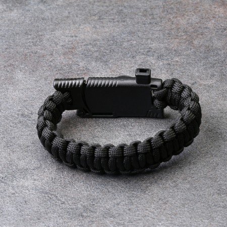 5B1 survival bracelet (paracord, knife, whistle, compass, fire), black-1