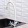 Kitchen mixer BOOU BA5318-1F-E351A-B702, flexible surge, brass, white/chrome