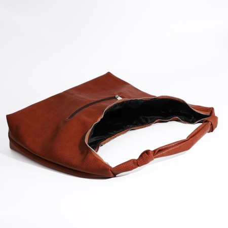 Shopper bag, outer pocket, brown color-5