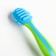 Baby teether for teeth, crumb I, brush, massager for gums, from 6 months, green/blue color.