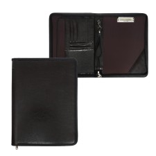 Business folder, artificial leather, 370 x 270 x 30 mm, with a metallic press, pen-tole, to suite 6D071, brown