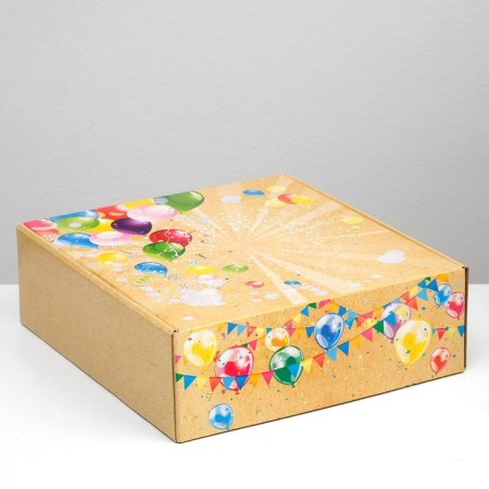 Gift box "with balls", craft, 28.5 x 9.5 x 29.5 cm-1