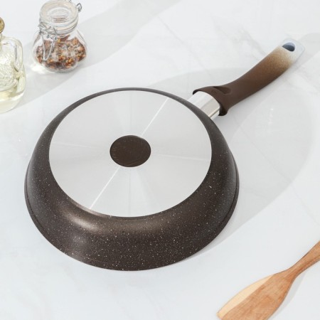 Pan, d = 22 cm, plastic handle, anti -stick coating, color coffee marble-2