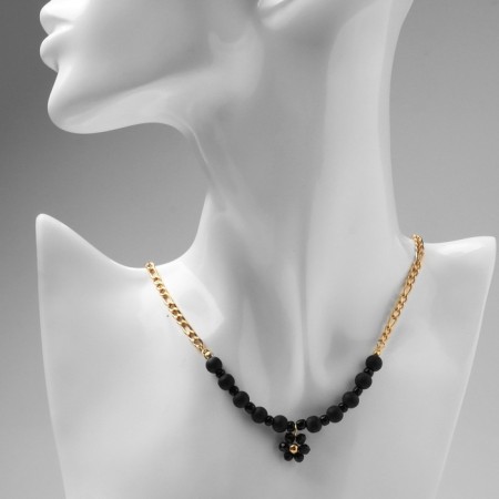 A decarative -based pendant -basis “flower” amelia, black color in gold, 45cm-3