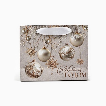 Craft vertical package “Happy New Year”, balls, S 15 x 12 x 5.5 cm, New Year-3