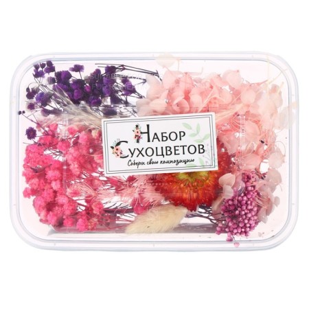 Set for creativity "Set of dry flowers" is large, pink + red + purple-3
