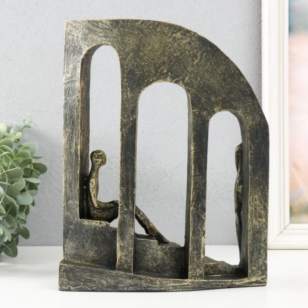 Polystone souvenir "Two on the stairs by the windows" under metal 22.7x7.7x28.7 cm-5