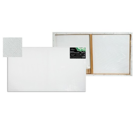Canvas on the subframe, cotton 100%, 1.6 x 50 x 90 cm, acrylic soil, medium -grained, 380 g/m²