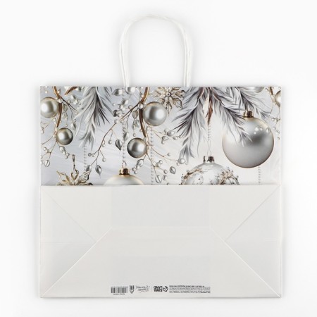 Gift package "New Year's balls", white craft, 32 x 28 x 15 cm, New Year-7