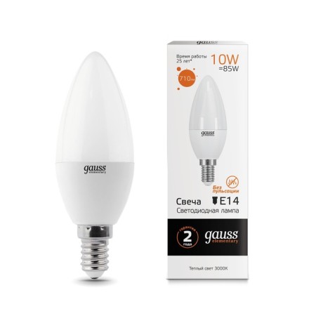 LED LED ELEMENTARY 10W candle 3000K TEPP. Bel. E14 710lm Gauss 33110