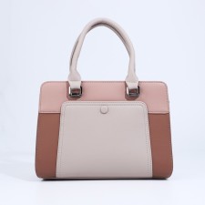 Lightning tout bag, outer pocket, long belt, dark beige color
