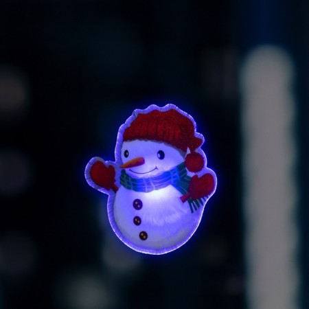 LED toy on Velcro "Snowman" 7.5 × 8.5 cm, batteries Lr44x3, glow of multi