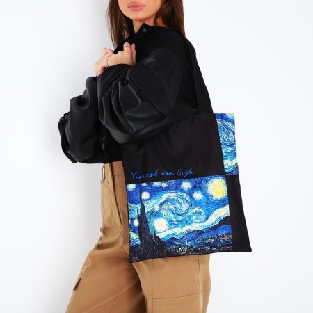 Bag-shop "Van Gogh", without lightning, without lining, black color-6