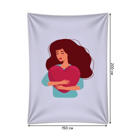 Decorative panel with photo printing "Hugging heart", vertical, size 150x200 cm-1