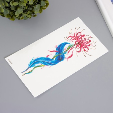 Tattoo on the body color "Flower with a pen" 11.4x21 cm-1