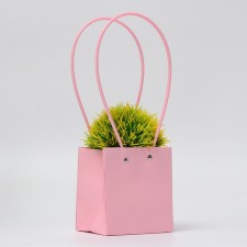 Flower bag, square, pink, moisture resistant, 13x12x12 cm