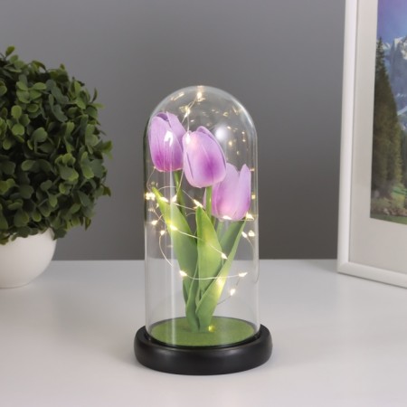 Nightlight "Tulips" LED 3HAAA Lilac 10.5x10.5x22cm-1