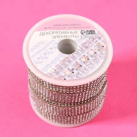 Rhound rhinestones, d = 2 mm, width - 14 mm, 4.5 ± 0.5 m, silver color-6