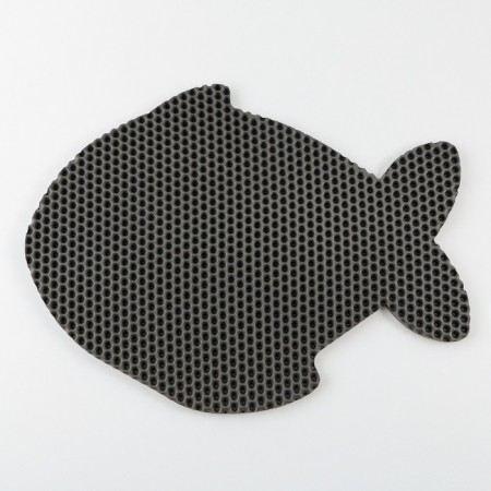 Rug for a bowl and a tray "Fish", gray, 42x32 cm-4