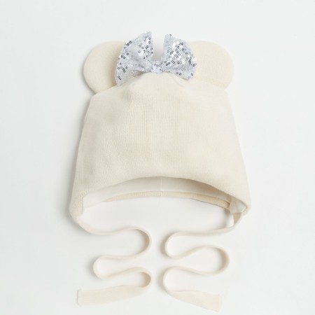 Hat for girls, milk color, size 50-54