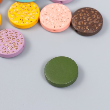 A set of beads for creativity wood "Flat round. Leopard" set 10 pcs 2x2x0.5 cm-2