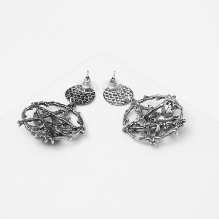 Earrings "Spiders", red color in black silver-1
