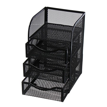 Chancellery trifles stand Calligrata, 4 compartments, mesh, metal, black-3