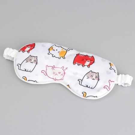Silk mask for sleeping "cats", 20 x 9 cm, white color-2