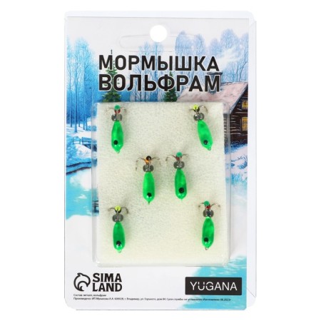 Mormyshka Chertik green, black eye, weight 1.3 g-3