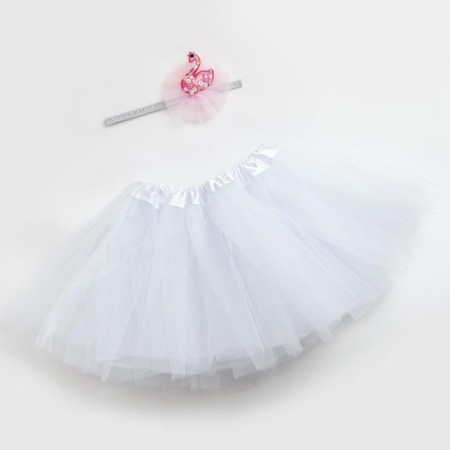Set for a photo shoot KAFTAN "Swan" a three -layer skirt and a bandage on the head, white
