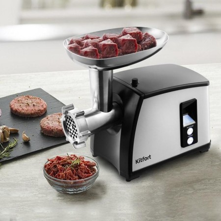 Electric meat grinder KitFort KT-2105, 1800 W, 0.75 kg/min, 5 nozzles, reverse, silver.-5