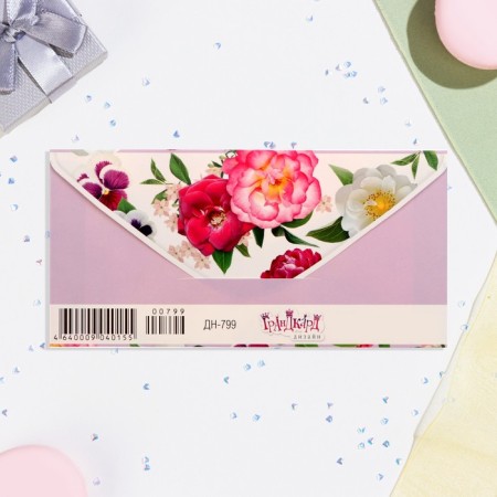 Money envelope "Universal" flowers, 8.3x16.7 cm-2