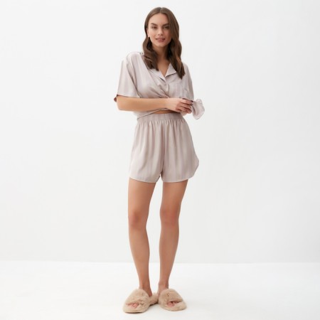Female pajamas (shirt and shorts) KAFTAN SILK "strip" R.40-42, beige-2