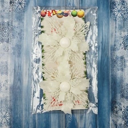Jewelry decoration "Snow Flower" (set 2 pcs) 15 cm, white-1