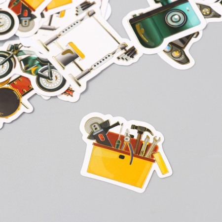 Stickers for creativity "Men's hobbies" embossing silver set 48 pcs 9x7x0.8 cm-2
