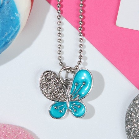 Pendant "chosen" butterfly mini, 45 cm, mix color in silver