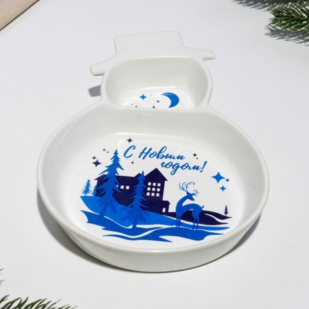Ceramic Mengitsa “Happy New Year!”, 14 x 20 x 3 cm, white color-2