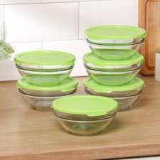 Set of glass salad bowls Chef’s, 400 ml, D = 14 cm, with a lid, 6 pcs